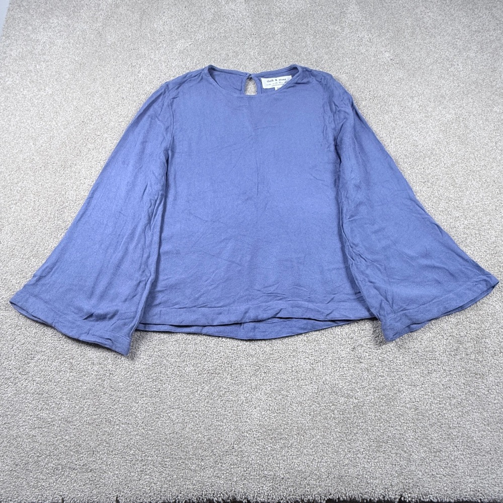 Cloth & Stone Blouse Womens PXXS Blue Bell Sleeve Anthropologie P9397